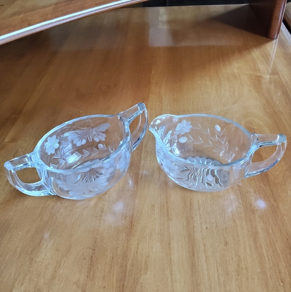 Source Unknown Dining Vintage Glass Creamer Sugar Set Poshmark